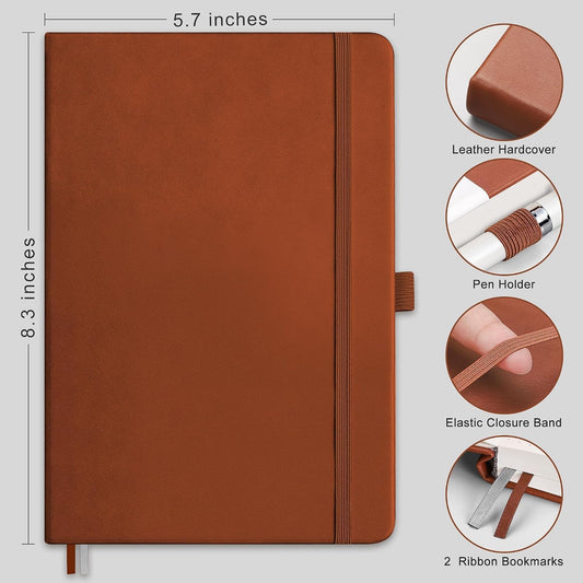 RETTACY Lined Journal Notebook, 192 Numbered Pages, A5 Size (5.7'' x 8.3'')