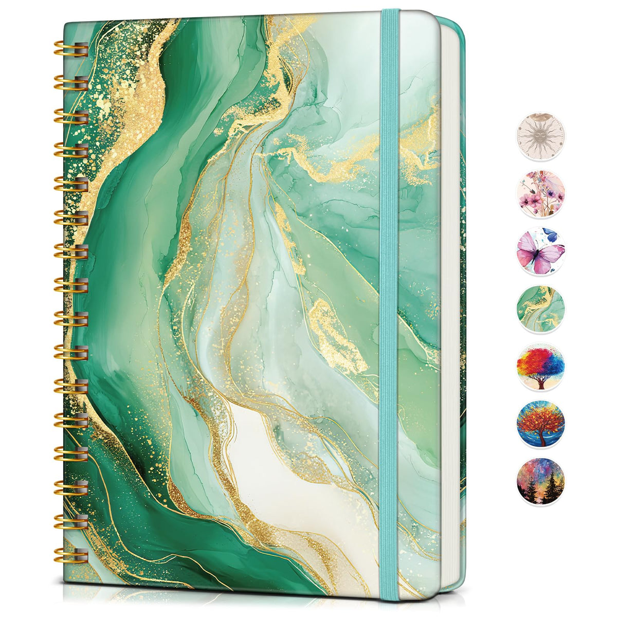 Lined Spiral Journal Notebook, A5 Hardcover Spiral Journals for Women Men, 150 Numbered Pages Spiral Bound Notebook, 100 GSM College Ruled Notebooks for Work, Note Taking 5.75" x 8.38", Olive Green