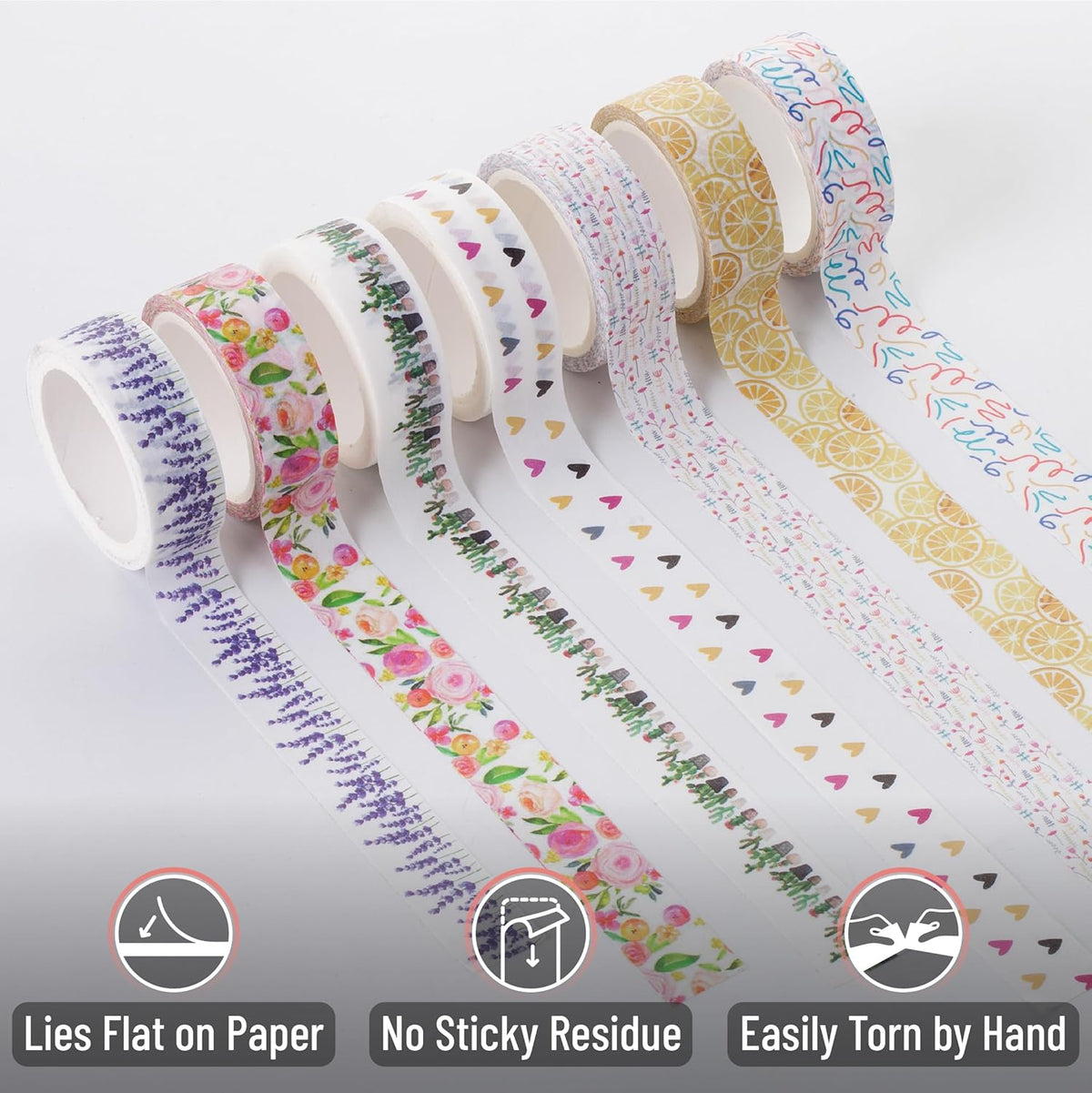 Mr. Pen- Washi Tape Set, 21 Rolls, Assorted Sizes, Floral