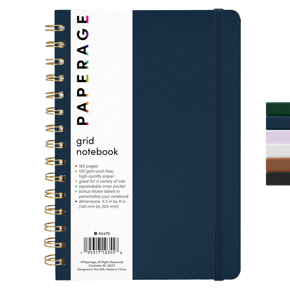 PAPERAGE Lined Spiral Journal Notebook, (Whimsical Garden), 160 Pages, Hardcover Journal for Women & Men, Medium 5.5 in x 8 in - 100 GSM, Thick Paper, Spiral Notebook for Work, School & Journaling
