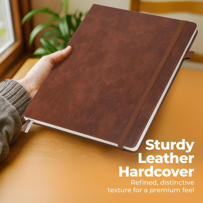 Classic Lined Journal Notebook 8.5x11" A4 Hardcover Leather - Brown Journal