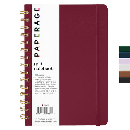 PAPERAGE Lined Spiral Journal Notebook, (Whimsical Garden), 160 Pages, Hardcover Journal for Women & Men, Medium 5.5 in x 8 in - 100 GSM, Thick Paper, Spiral Notebook for Work, School & Journaling