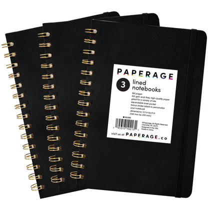 PAPERAGE Lined Spiral Journal Notebook, (Whimsical Garden), 160 Pages, Hardcover Journal for Women & Men, Medium 5.5 in x 8 in - 100 GSM, Thick Paper, Spiral Notebook for Work, School & Journaling