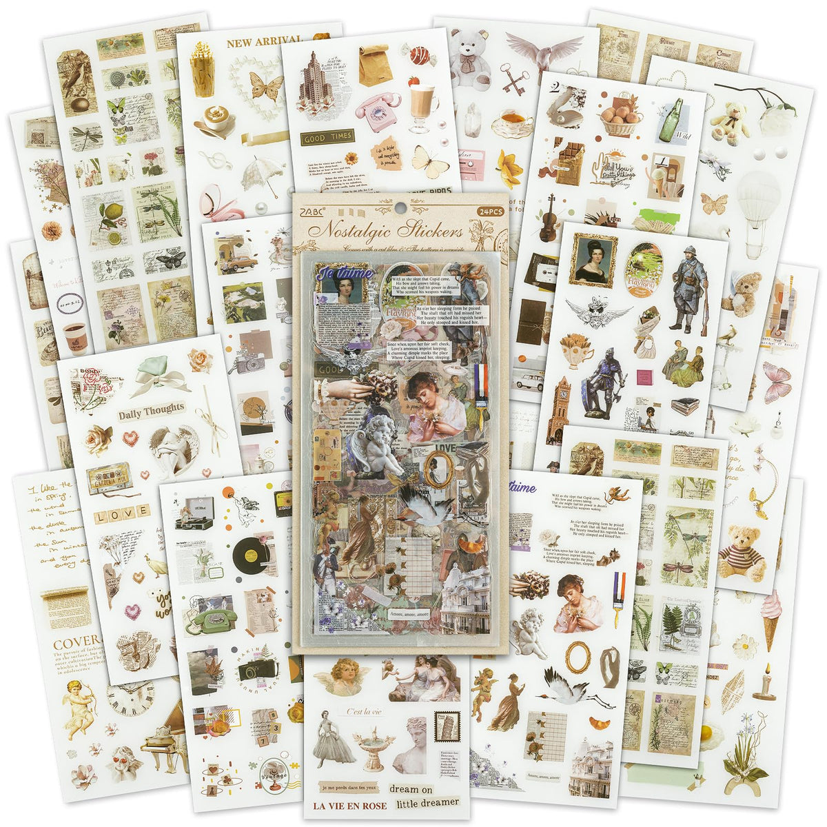 555pcs Vintage Floral Stickers for Journaling & Scrapbooking