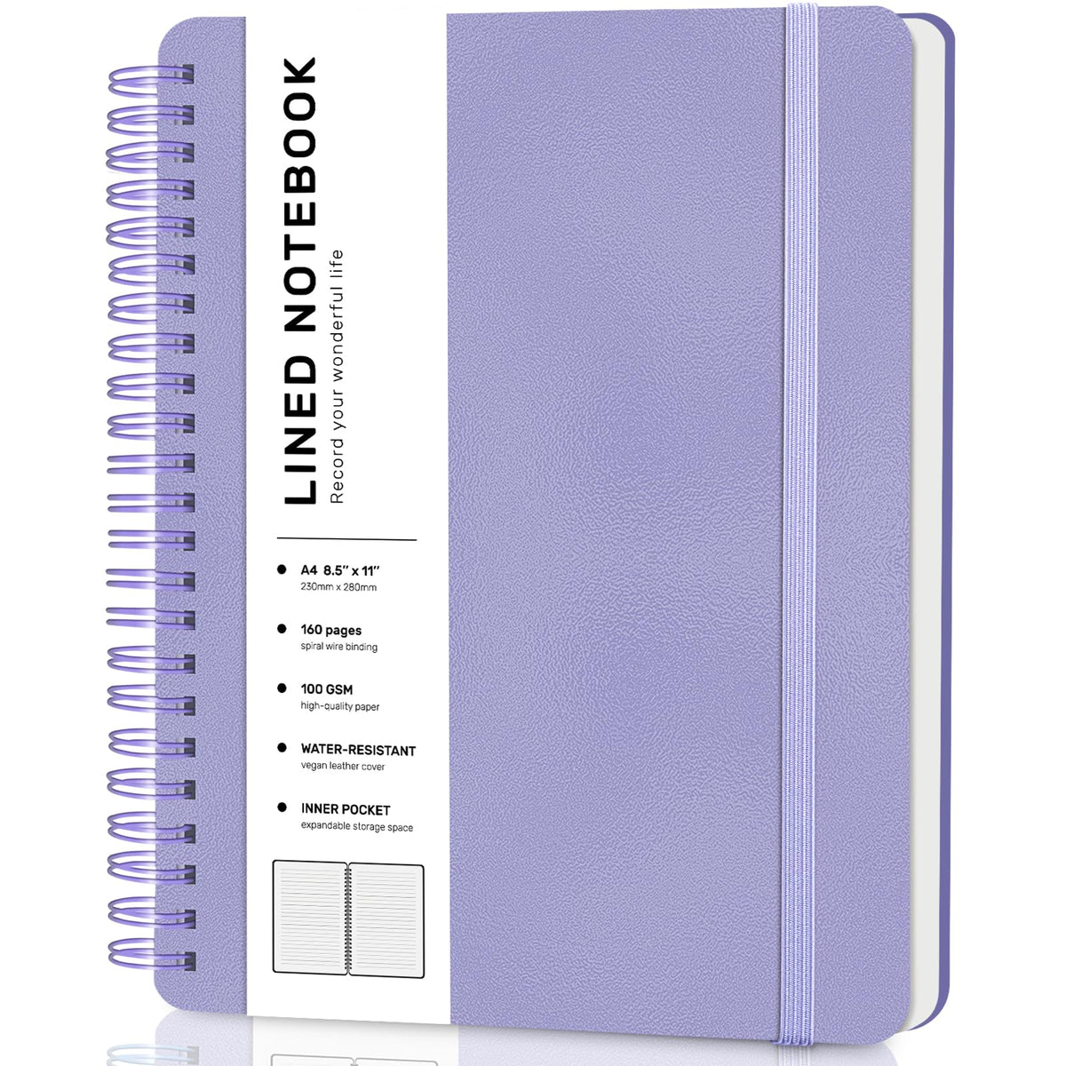 Lined Spiral Notebook for Women, A5 College Ruled Leather Spiral Journals