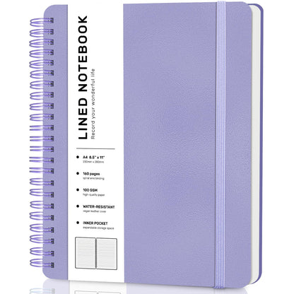 Lined Spiral Notebook for Women, A5 College Ruled Leather Spiral Journals