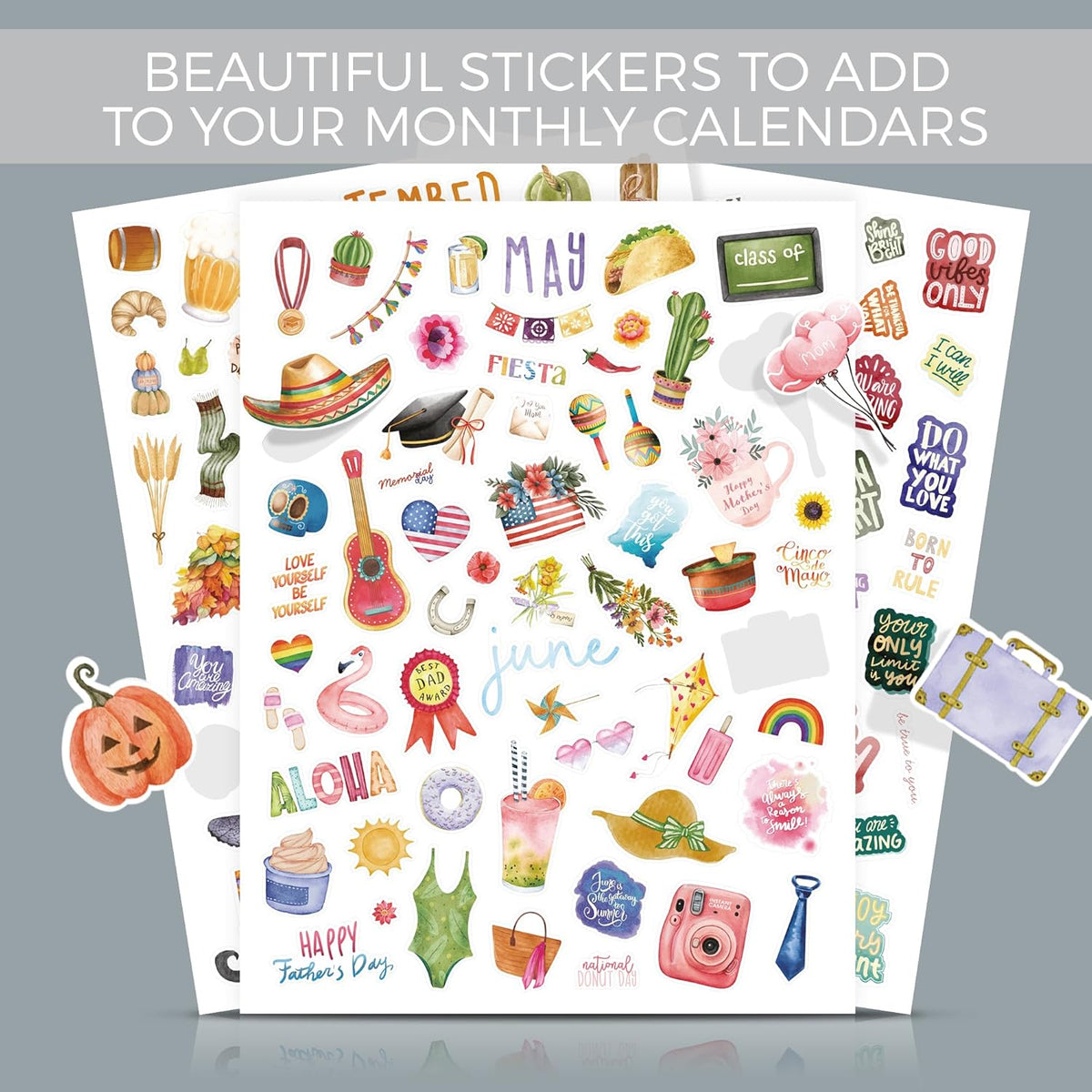 Aesthetic Monthly Planner Stickers - Holiday Sticker Set for Your Calendar