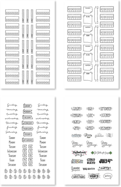 Rongrong Bullet Journal Sticker Book for Planners, Calendars, Journals and Projects – Premium Quality Hand Drawn Perfect for Adding Flair to Your Bullet Journal – Scrapbook Accessories – 24 Pages