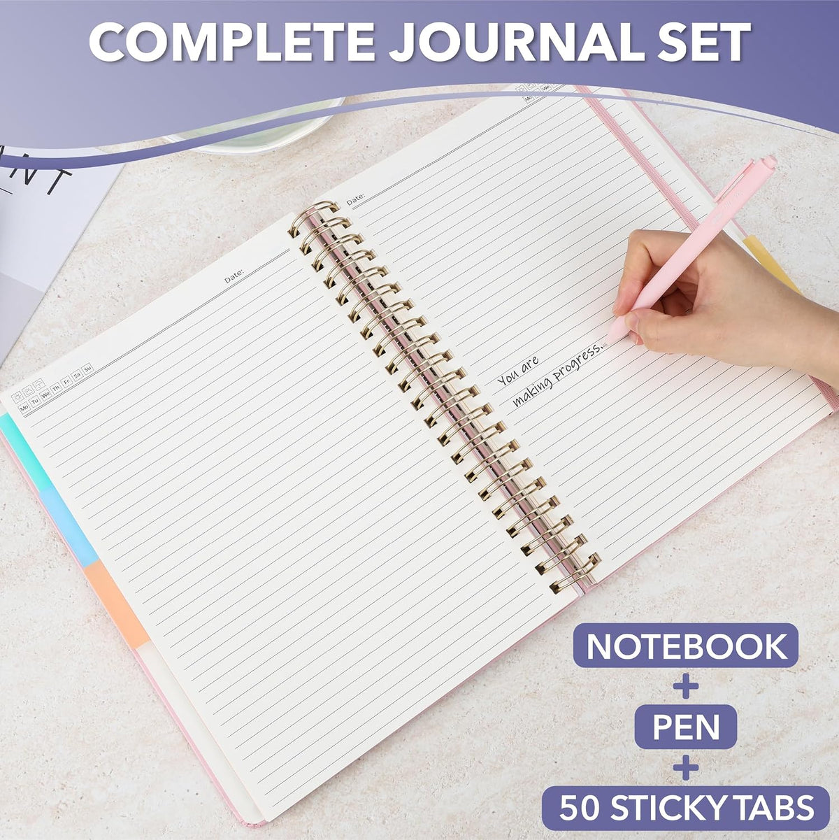Mr. Pen- Hardcover Spiral Journal Notebook With Removable Dividers & Tabs
