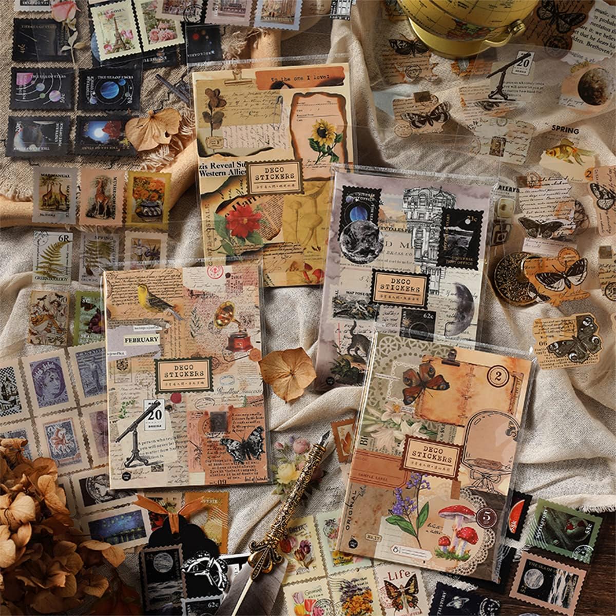 Vintage Stickers 20 Sheets Scrapbooking Supplies Journaling Decals (Nature)