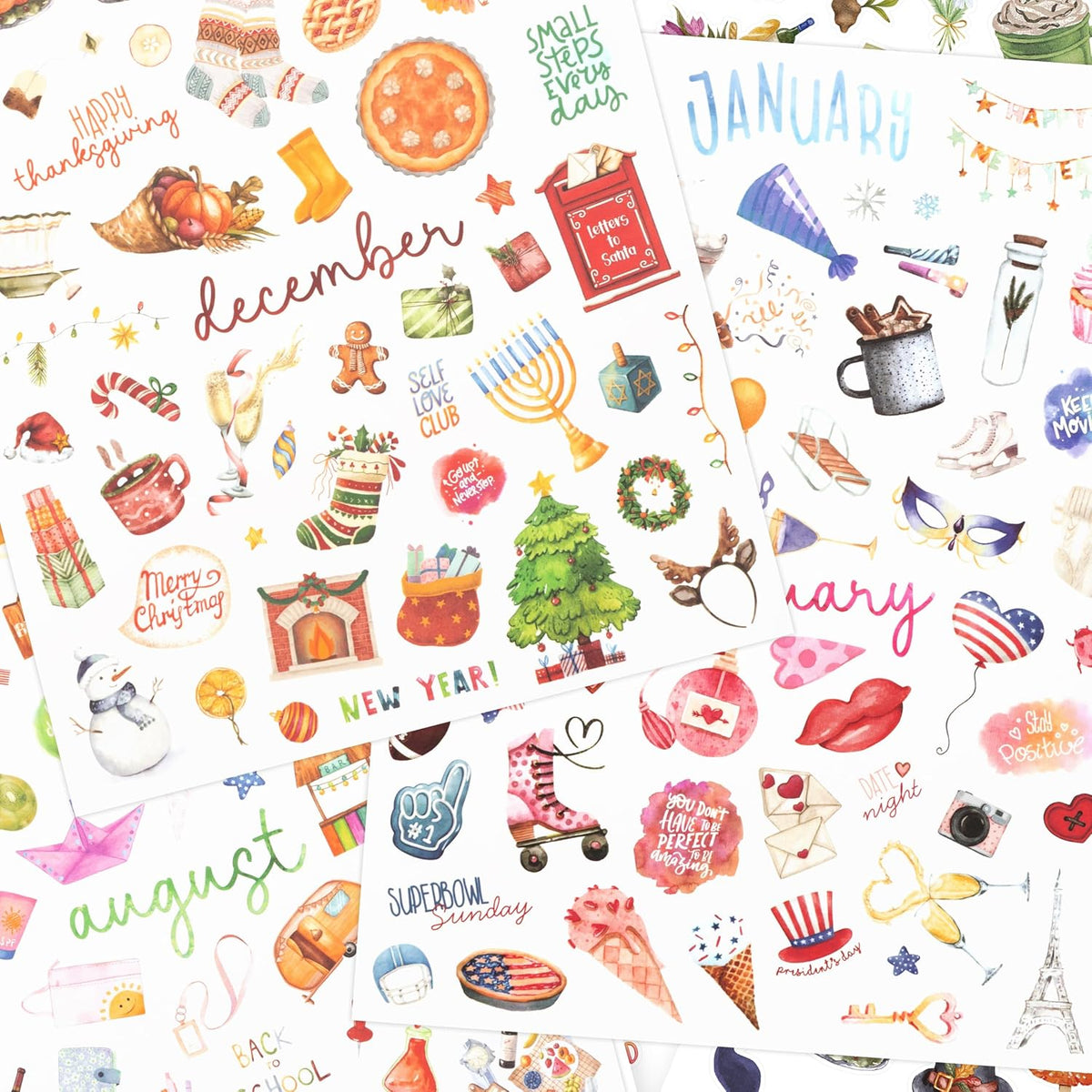 Aesthetic Monthly Planner Stickers - Holiday Sticker Set for Your Calendar