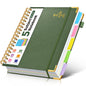 5 Subject Spiral Notebook Journal with Removable Dividers Tabs, 300 Pages Organizer Notebooks for Work School, 8"x10" Hardcover Leather Notebook College Ruled, Large Lined Journal for Women Men,Green
