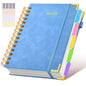 Hardcover Spiral Notebook journal with Removable Dividers Tabs, 300 Pages Leather 5 Subject Notebook College Ruled, 8"x10" Large B5 Notebooks for Work School Note taking, Lined Journal for Women,Pink