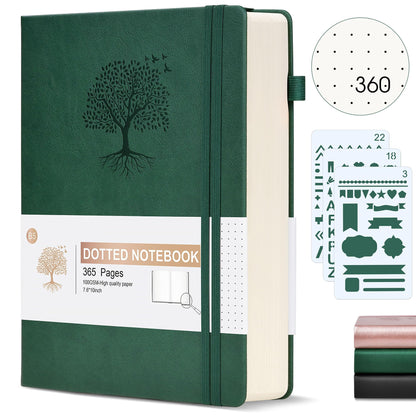 Lined Journal Notebook -365 Pages A5 Thick Journals for Writing Ruled Notebook, Hardcover Leather Journal for Women Men Daily Journal Notebook for Work, Note Taking, 100Gsm Lined Paper( 5.75'' X 8.38'' Green)