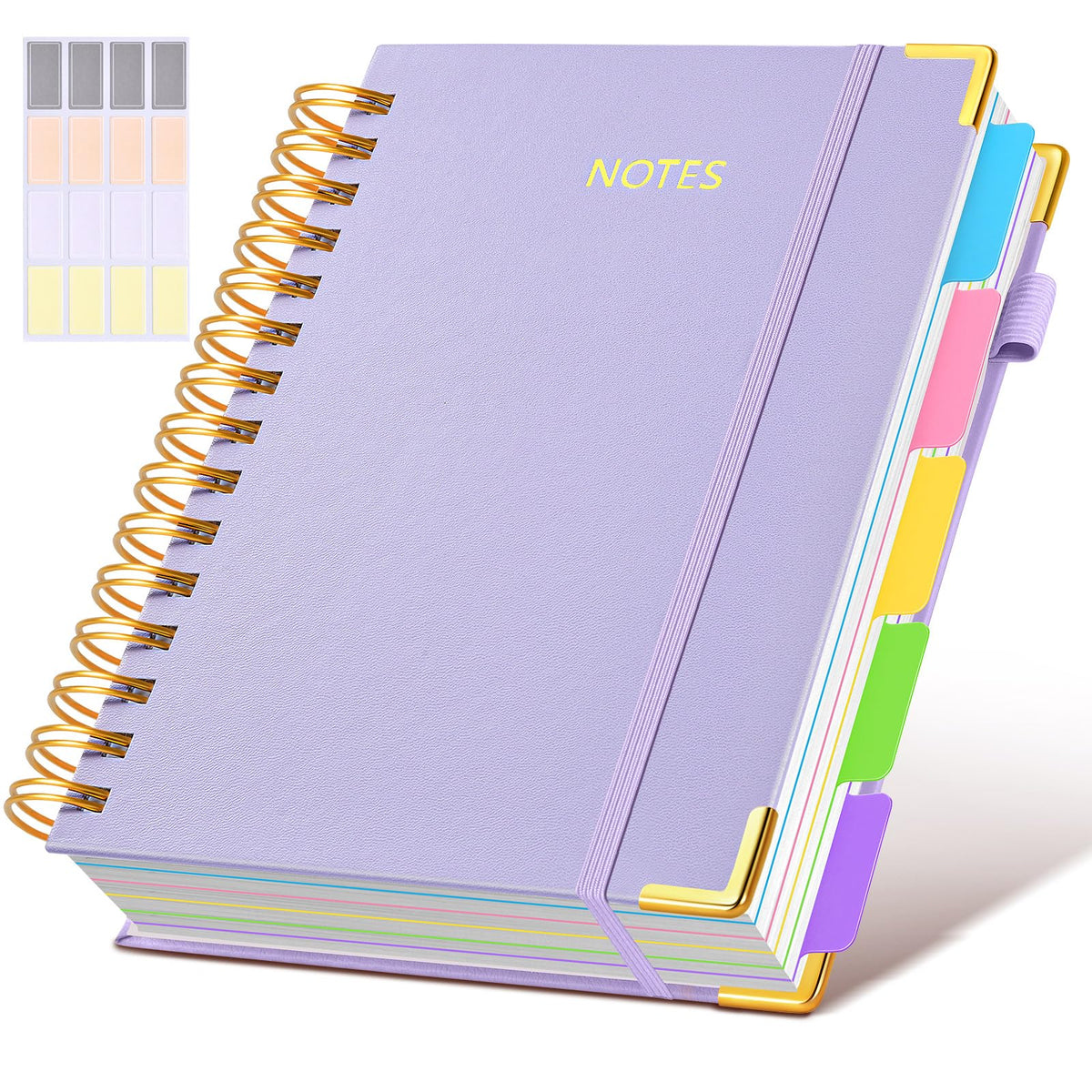 Hardcover Spiral Notebook journal with Removable Dividers Tabs, 300 Pages Leather 5 Subject Notebook College Ruled, 8"x10" Large B5 Notebooks for Work School Note taking, Lined Journal for Women,Pink