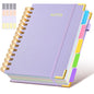 Hardcover Spiral Notebook journal with Removable Dividers Tabs, 300 Pages Leather 5 Subject Notebook College Ruled, 8"x10" Large B5 Notebooks for Work School Note taking, Lined Journal for Women,Pink