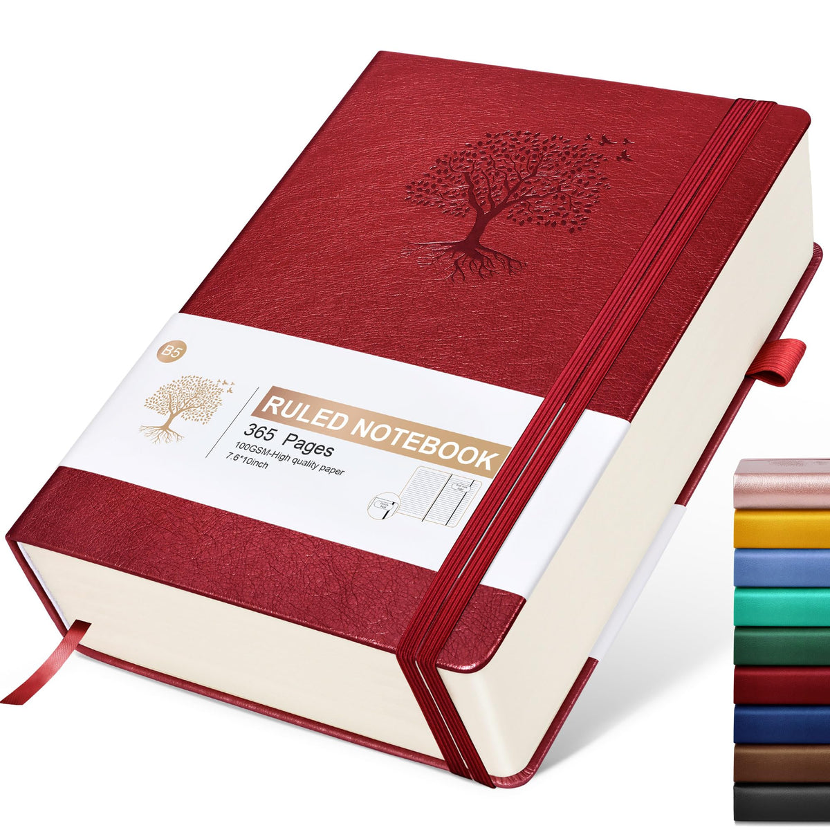 Lined Journal Notebook -365 Pages A5 Thick Journals for Writing Ruled Notebook, Hardcover Leather Journal for Women Men Daily Journal Notebook for Work, Note Taking, 100Gsm Lined Paper( 5.75'' X 8.38'' Green)