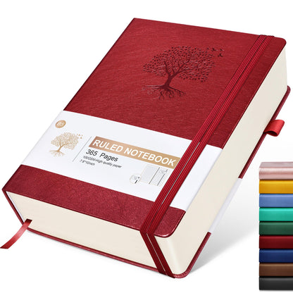 Lined Journal Notebook -365 Pages A5 Thick Journals for Writing Ruled Notebook, Hardcover Leather Journal for Women Men Daily Journal Notebook for Work, Note Taking, 100Gsm Lined Paper( 5.75'' X 8.38'' Green)