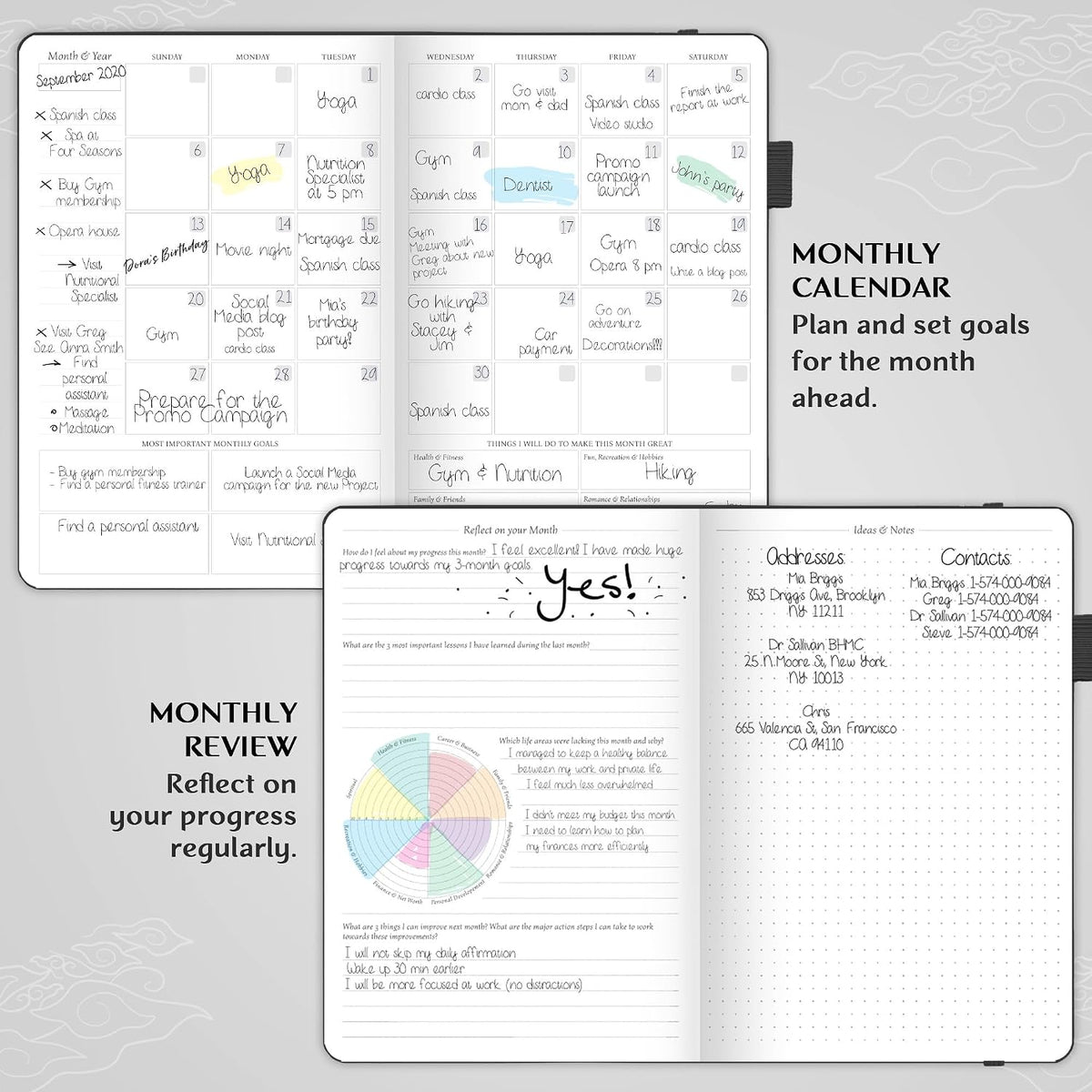 Legend Planner Undated, Weekly & Daily Goal Journal, A5 Black