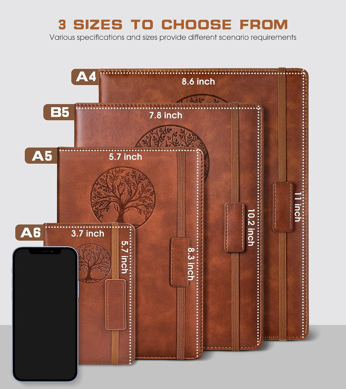 Biuwory Leather Journal Notebook,256 Thick Lined Pages,Hardcover 5.7"×8.3"