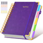 Hardcover Spiral Notebook journal with Removable Dividers Tabs, 300 Pages Leather 5 Subject Notebook College Ruled, 8"x10" Large B5 Notebooks for Work School Note taking, Lined Journal for Women,Pink