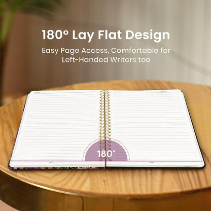 Taja Lined Spiral Journal Notebook for Women, Pretty College Ruled Notebook for Work & Note Taking, A5 Hardcover Journal for Writing, Cute Aesthetic 140 Pages, Midnight Bloom