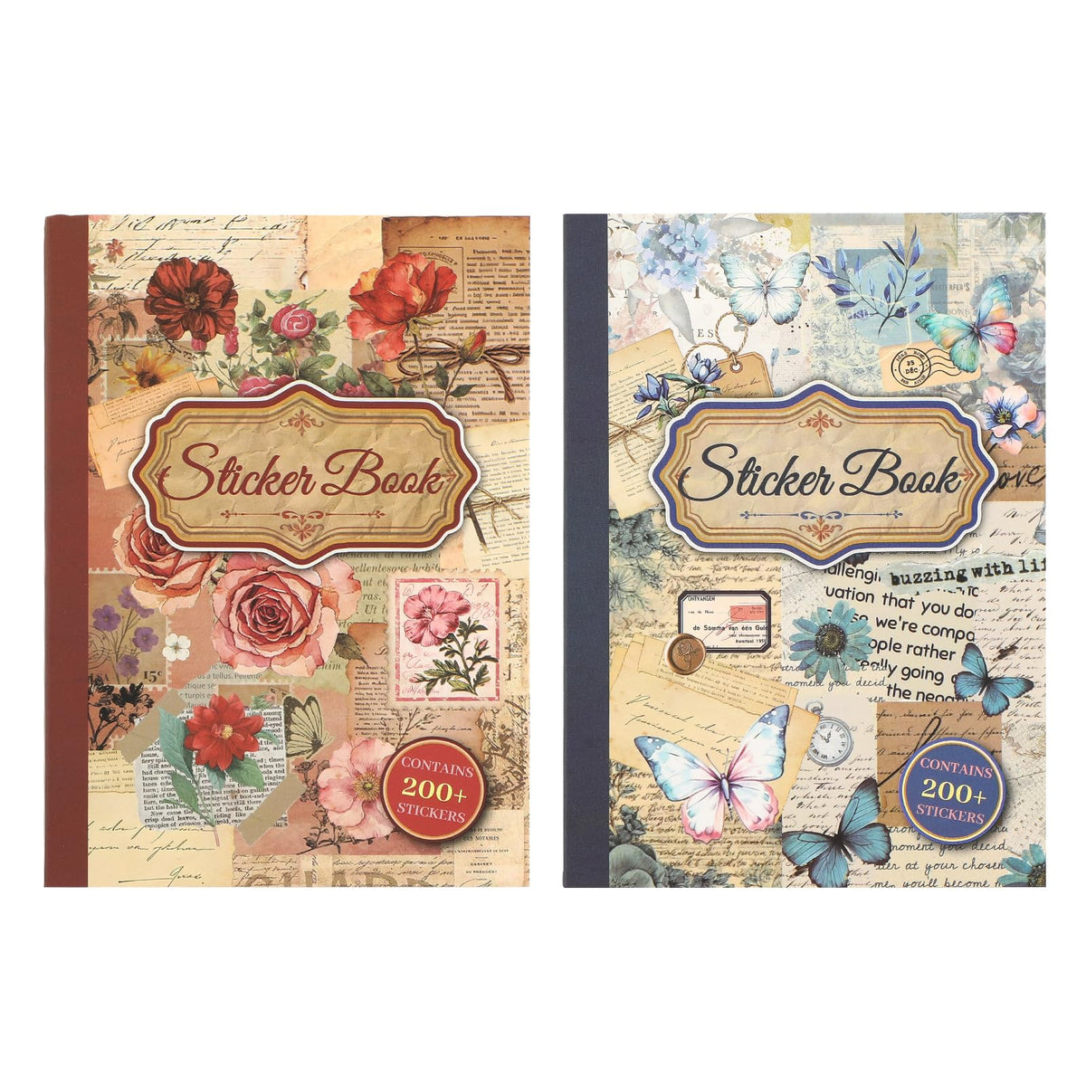 2 Sets 400+ PCS Stickers for Scrapbooking, Self-Adhesive Scrapbook Stickers Supplies Journal, Plants Vintage Aesthetic Sticker Art Diary Card Craft Gifts Planner Notebook,Spring&Flower