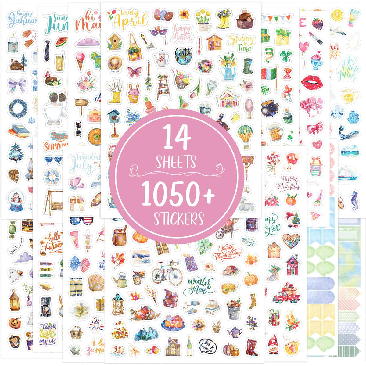 Transparent Flora Scrapbook Stickers Aesthetic Flowers Stickers(50)