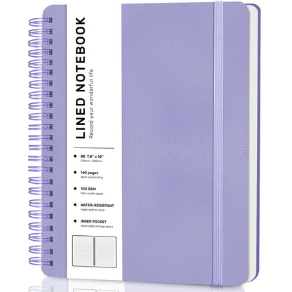 Lined Spiral Notebook for Women, A5 College Ruled Leather Spiral Journals