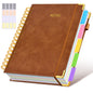 Hardcover Spiral Notebook journal with Removable Dividers Tabs, 300 Pages Leather 5 Subject Notebook College Ruled, 8"x10" Large B5 Notebooks for Work School Note taking, Lined Journal for Women,Pink