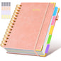 Hardcover Spiral Notebook journal with Removable Dividers Tabs, 300 Pages Leather 5 Subject Notebook College Ruled, 8"x10" Large B5 Notebooks for Work School Note taking, Lined Journal for Women,Pink