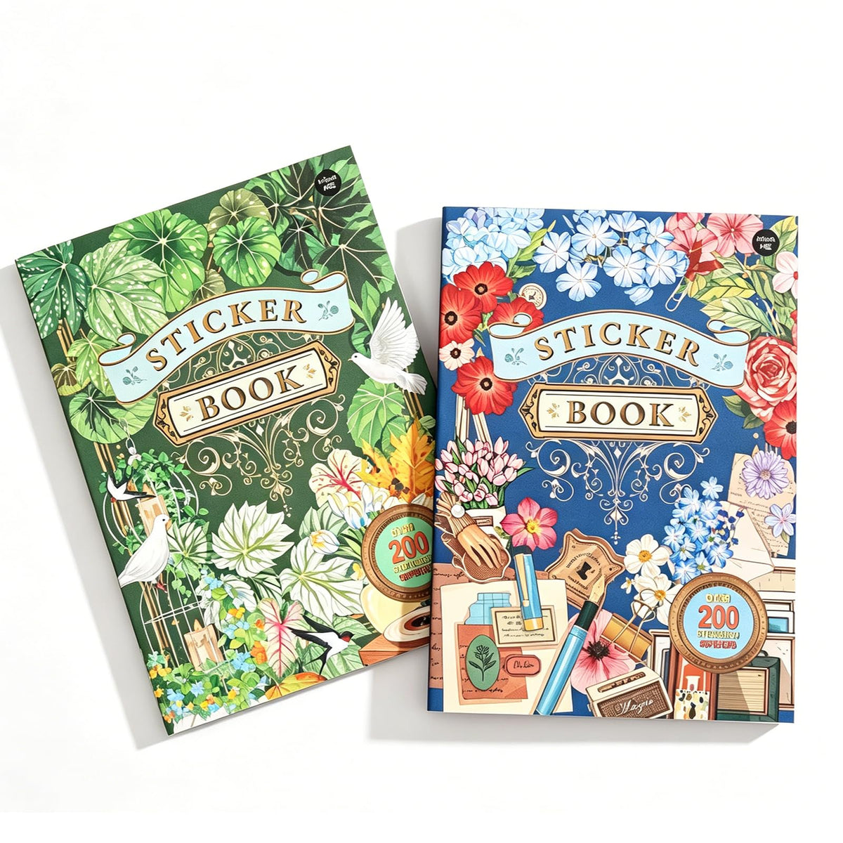 2 Sets 400+ PCS Stickers for Scrapbooking, Self-Adhesive Scrapbook Stickers Supplies Journal, Plants Vintage Aesthetic Sticker Art Diary Card Craft Gifts Planner Notebook,Spring&Flower