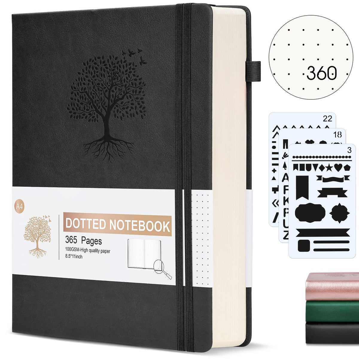 Lined Journal Notebook -365 Pages A5 Thick Journals for Writing Ruled Notebook, Hardcover Leather Journal for Women Men Daily Journal Notebook for Work, Note Taking, 100Gsm Lined Paper( 5.75'' X 8.38'' Green)