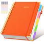 Hardcover Spiral Notebook journal with Removable Dividers Tabs, 300 Pages Leather 5 Subject Notebook College Ruled, 8"x10" Large B5 Notebooks for Work School Note taking, Lined Journal for Women,Pink
