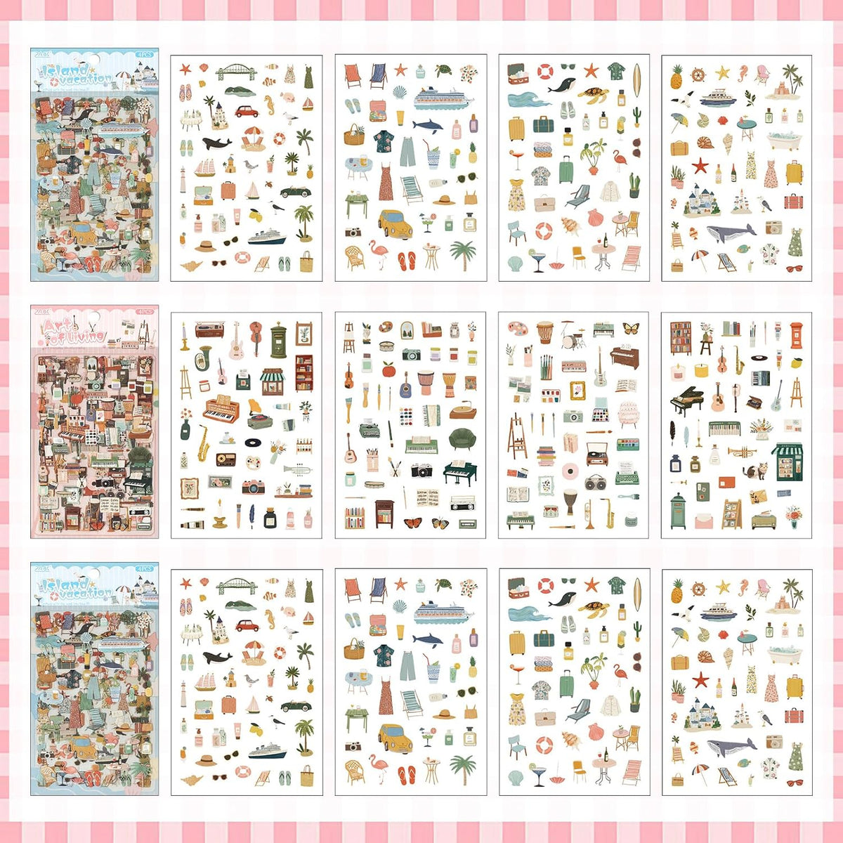 Life's Little Scenes Series Sticker Scrapbooking Supplies for Junk Journal, 24 Sheets PET Stickers - Vintage Journaling Stickers