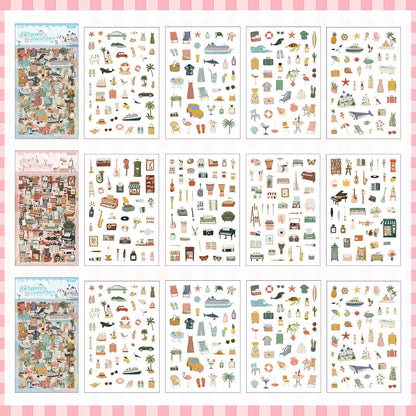 Life's Little Scenes Series Sticker Scrapbooking Supplies for Junk Journal, 24 Sheets PET Stickers - Vintage Journaling Stickers