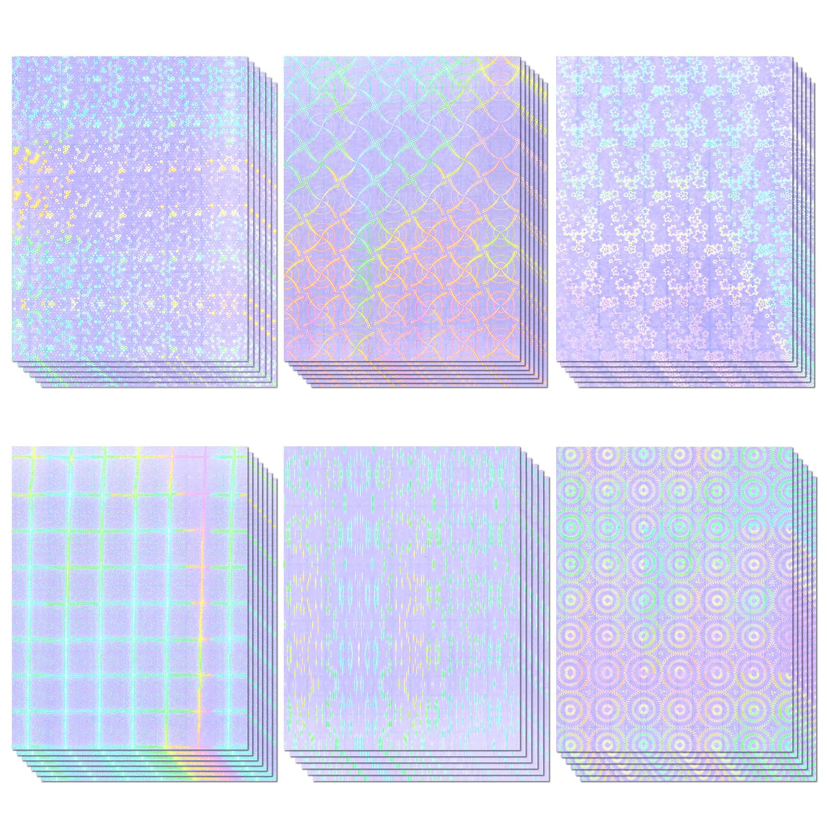 36 Sheets Holographic Laminate Sheets Clear Self Adhesive Sticker Paper
