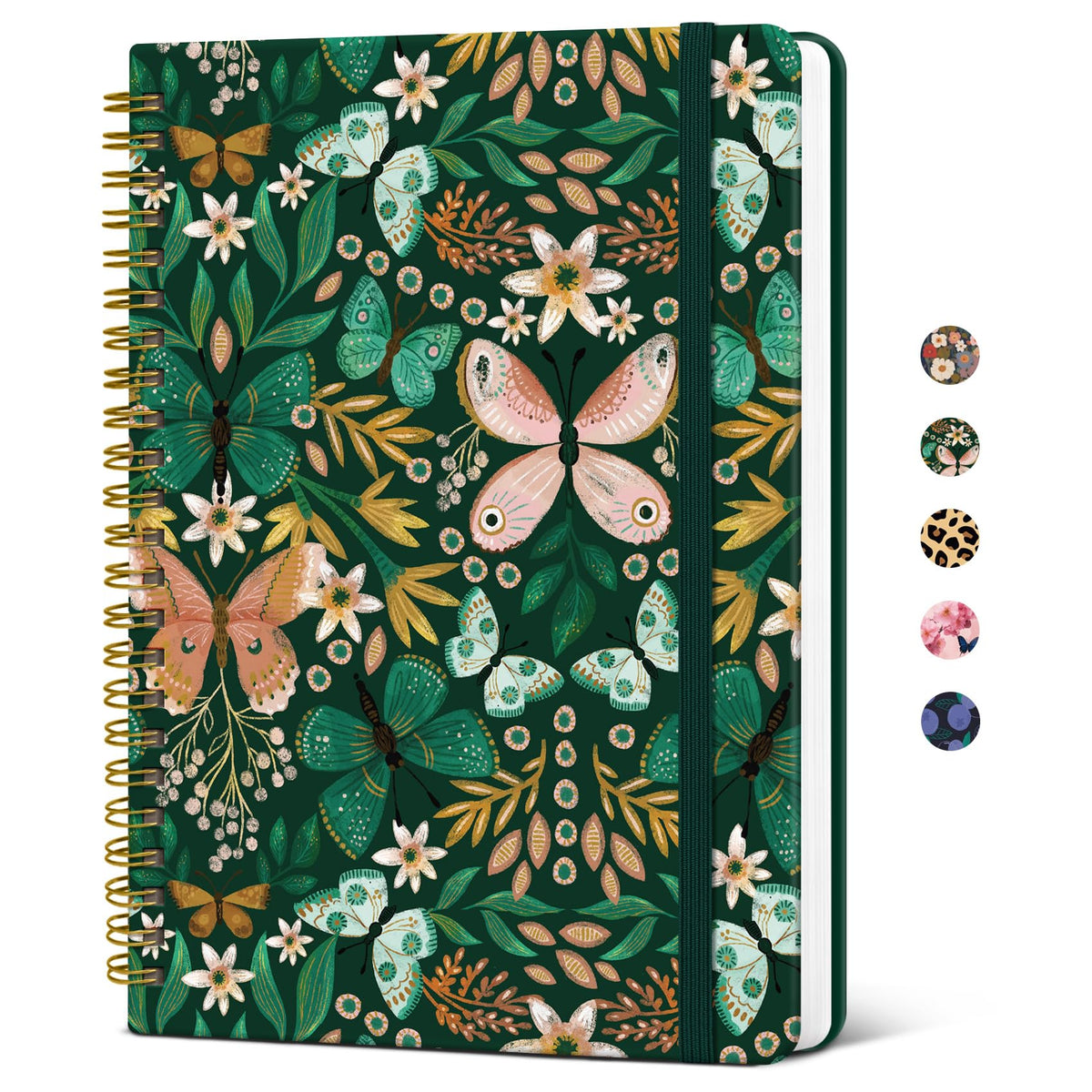 Taja Lined Spiral Journal Notebook for Women, Pretty College Ruled Notebook for Work & Note Taking, A5 Hardcover Journal for Writing, Cute Aesthetic 140 Pages, Butterfly