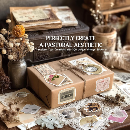 300 Pcs Vintage Stickers, Junk Journal Supplies, Cute Stickers for Journaling Supplies, Junk Journal Supplies, DIY Paper Crafts, Water Bottle Laptop Computer