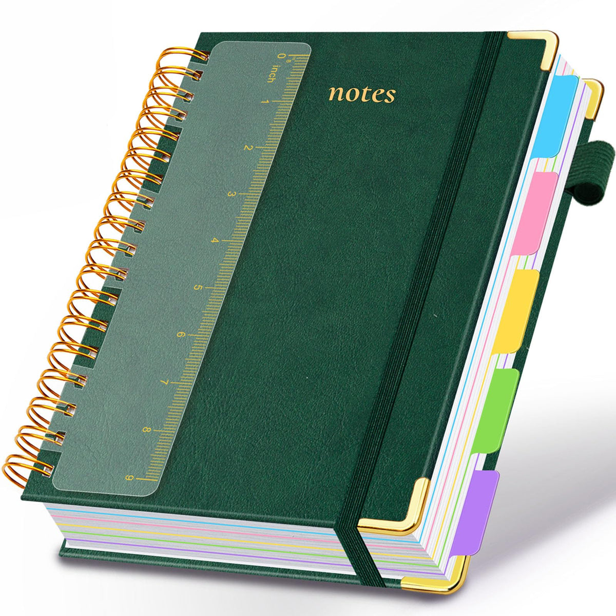Hardcover Spiral Notebook 8"x10" Journal Notebook with Tabs and Removable Dividers 300 Pages 5 Subject Notebook College Ruled, Faux Leather Spiral Bound Notebook for Women School Work (Blue)