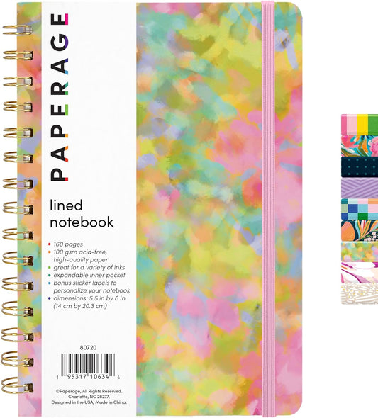 PAPERAGE Lined Spiral Journal Notebook, (Whimsical Garden), 160 Pages, Hardcover Journal for Women & Men, Medium 5.5 in x 8 in - 100 GSM, Thick Paper, Spiral Notebook for Work, School & Journaling