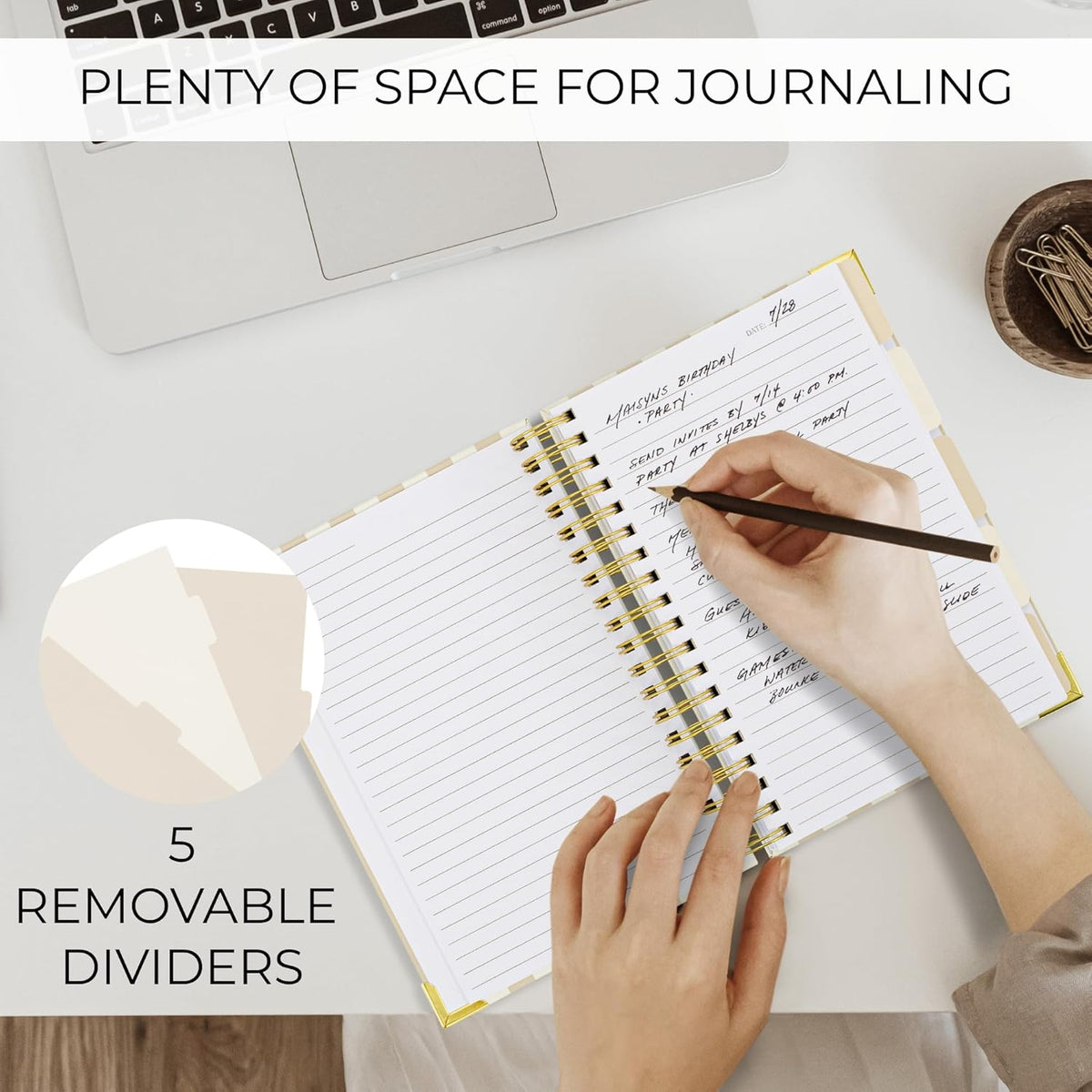 Aesthetic Thick Spiral Notebook With Tabs - Journal For Women Size B5