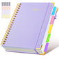 Hardcover Spiral Notebook journal with Removable Dividers Tabs, 300 Pages Leather 5 Subject Notebook College Ruled, 8"x10" Large B5 Notebooks for Work School Note taking, Lined Journal for Women,Pink
