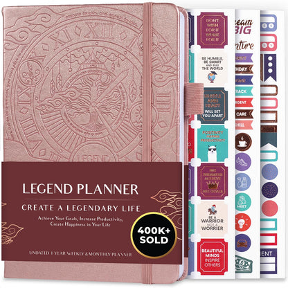 Legend Planner Undated, Weekly & Daily Goal Journal, A5 Black