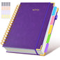 Hardcover Spiral Notebook journal with Removable Dividers Tabs, 300 Pages Leather 5 Subject Notebook College Ruled, 8"x10" Large B5 Notebooks for Work School Note taking, Lined Journal for Women,Pink
