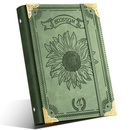 Ovesmusl Sunflower PU Leather A5 Binder 6 Ring Refillable Journal Cover