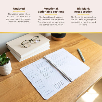 Simple Daily Planner Undated & To Do List Notebook for Work - Terracotta