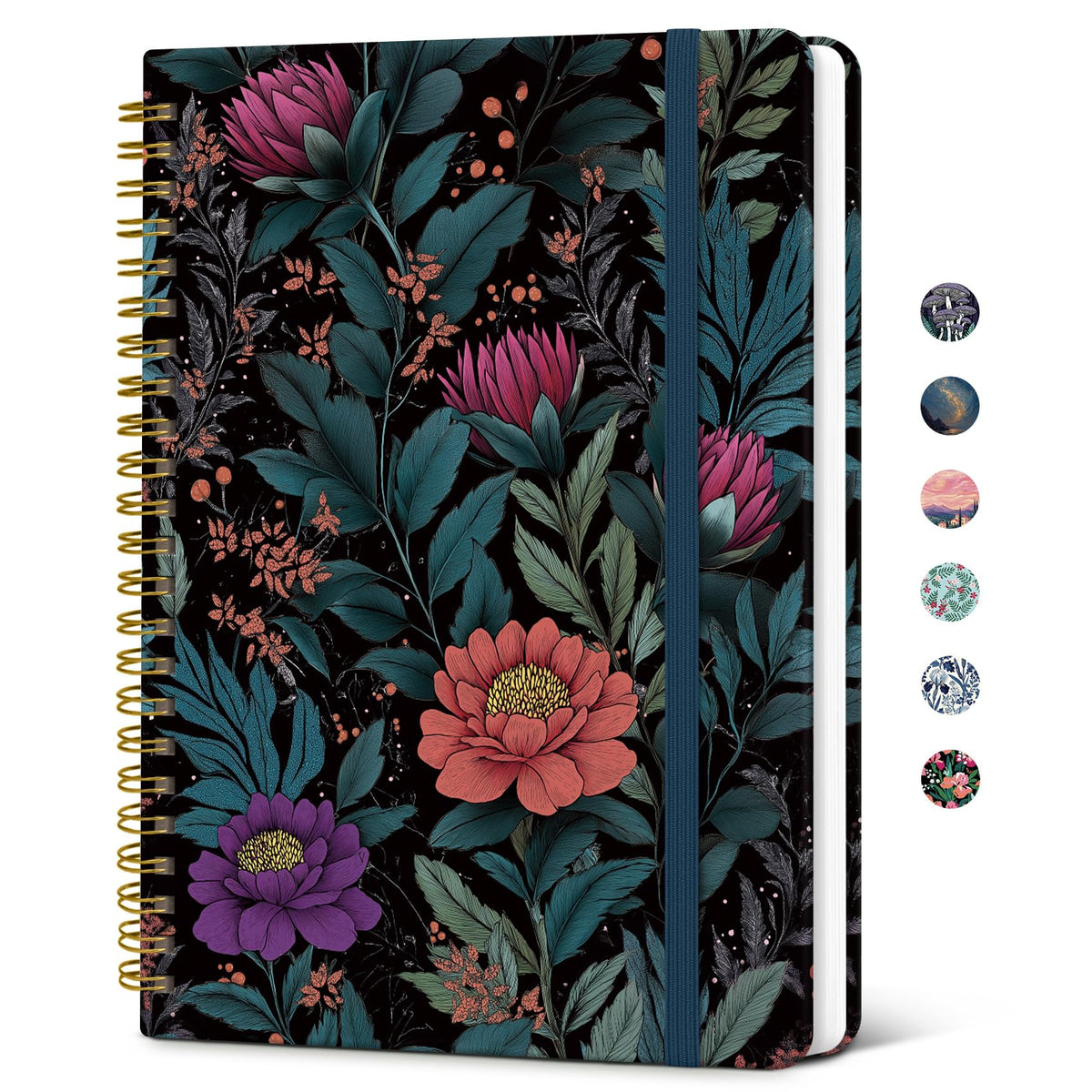 Taja Lined Spiral Journal Notebook for Women, Pretty College Ruled Notebook for Work & Note Taking, A5 Hardcover Journal for Writing, Cute Aesthetic 140 Pages, Butterfly