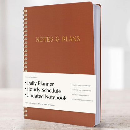 Beautiful Daily Planner And Notebook With Hourly Schedule - Spiral Notebook