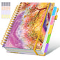 Hardcover Spiral Notebook journal with Removable Dividers Tabs, 300 Pages Leather 5 Subject Notebook College Ruled, 8"x10" Large B5 Notebooks for Work School Note taking, Lined Journal for Women,Pink